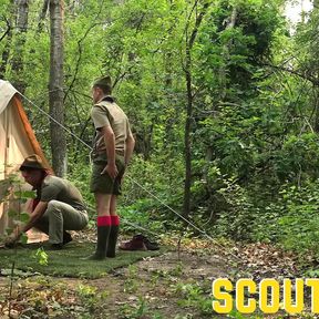 ScoutBoys Sexy twink Logan Cross seduced and barebacked by 2 DILFs