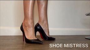 Leg Worship & Shoe Worship Wearing Christian Louboutin Kate 100 Stilettos