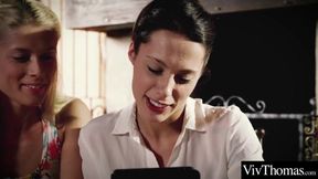 Sexy lesbians get horny reading an erotic novel and soon end up on bed