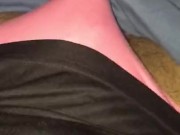 Trans man jerking off in pink panties