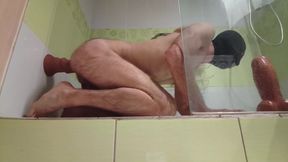 Big dildo doggy style anal orgasm