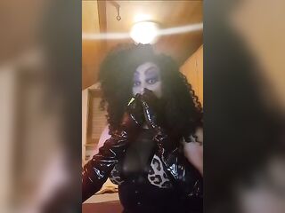 Hairy ebony haired transsexual three party