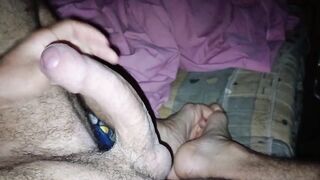 Sizzling guy wanks his giant man-meat bare