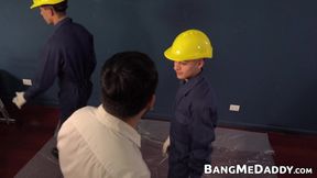 Deviant daddy Gerard uses his cock to bareback twinks Cecil and Bruno