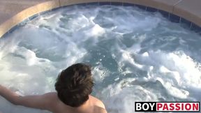 Adorable twink Timo Garrett outdoor masturbates and cums
