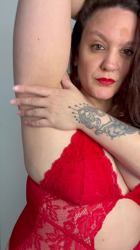 Woman invites man to touch her underarm skin