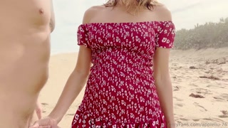 140 asian milf fucked hard on the beach in sundress creampie orgasm