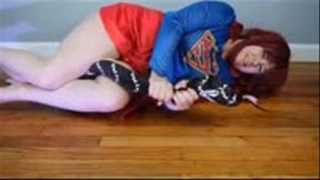 SUPERGIRL Vs The SNAKE! Superheroine Squeezed Stuck and Struggling MP4 640