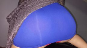 Nymphomaniac wife can&#039;t stand the heat and masturbates her pussy with a table after playing with her huge tits.