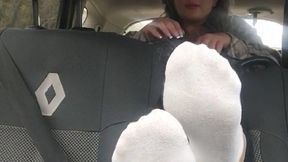 Would you like to be in my car under my feet and snow-white socks?