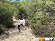 Sub ks went to the woods for butt banging threesome