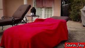 sexy sara jay takes her glass dildo to the pool & fucks herself!