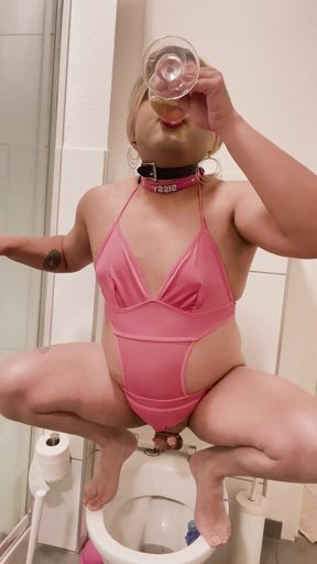 Sissy Femme Sandy Anal Dildo Fuck, Ass Egg Birth and Taste Piss &amp; Oinks