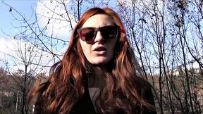 Horny redhead fucked outdoors