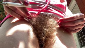 Hairy bush closeup smoking fetish video