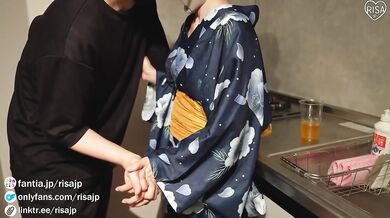 Cute slender girl small tits enjoys hot japanese festival sex