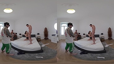 Sara Diamante VR Part One - First Double Pussy Penetration (DPP) Squirting Gangbang