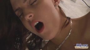 Young 18-year-old babe gets fucked hard and gives a closeup blowjob