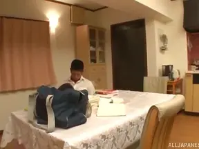 Hot Japanese MILF with Glasses Rides Cock Passionately at Motel Room