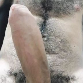 Masturbating around my room, 20 centimeter fat and hairy penis.