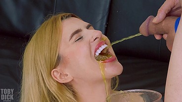 PISS DRINKING ANAL slut Lola Morango SPEWS chunky mess and tastes DIRTY DICK