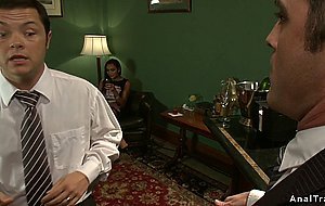 Shemale fucks tied politician in bed