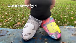 Pissing accident doing yoga outside