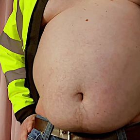 Construction Worker Shows His Belly