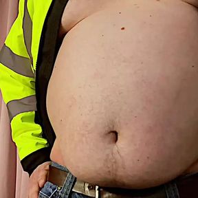 Construction Worker Shows His Belly