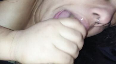 Sloppy spit blowjob deep throat gagging rough pinay handjob