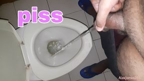 Guy pee and teasing cock