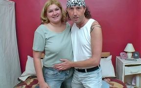 Plump and Chubby Bodied Blonde Gets Fucked by a Skinny Man