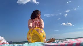 Beach Ball Fun at the Beach with my Girlfriend