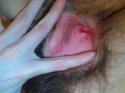 Happy Hairy Horny Onlyfans Camgirl PinkMoonLust plays with Hairiest Bush Pussy Clit