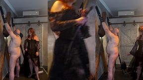 punishing my slave on cross - caning, whipping, spanking