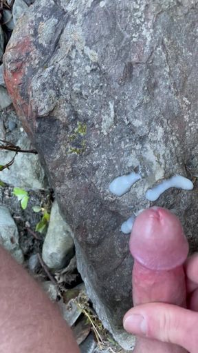 Jerking off in nature