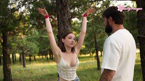he left me tied to a tree – random guy found me and i didn’t want him to stop fucking my wet pussy