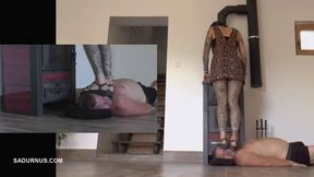 Mistress Cleo parties on his slave's head picture in picture wmv
