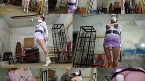 Fused to a pole with her tits cruelly bound and made to cum (MP4 SD 3500kbps)