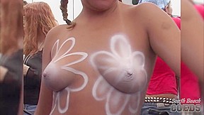Some Chicks Getting Their Tits Body Painted On Duval Street Key West - SouthBeachCoeds