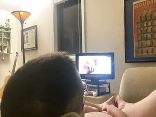 FtM rubs clitoris and rides pillow whilst watching porn