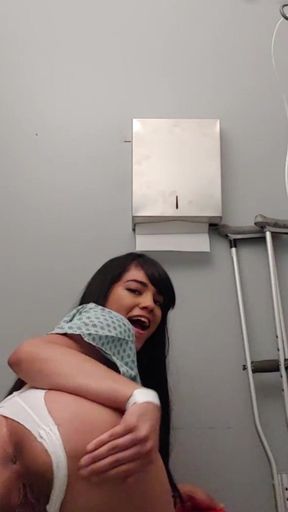 Busty Big Ass Quarantined Teen Almost Caught Masturbating in Hospital Room
