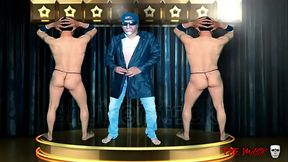 STRIPTEASE  ARESTIRADO Jessy  Ares Bailando su musica desnudo parodia.