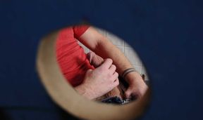 Dashing moments two hot males fuck a gay slut at the restroom until he falls exhausted