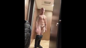 Super-steamy Stud! Enormous Lollipop Getting off and Hj in Public Shower risky