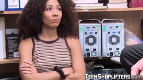 Pretty ebony smashed hard from the back for stealing