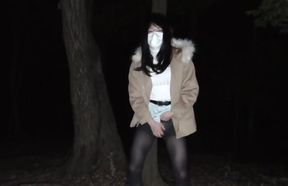 Diaper Crossdresser Gushes Squirts Wild in Dark Woods Public Frenzy