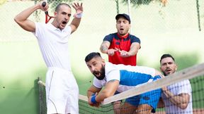 Paddy guy and 2 more hotties get very competitive on the court