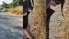 boy followed his straight friend who went for a pee