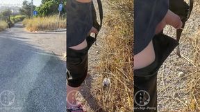 boy followed his straight friend who went for a pee